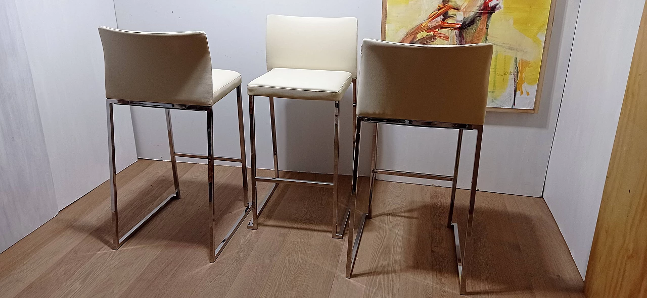 3 Sgabelli Brand 912 in pelle martellata beige di Martin Ballendat per Tonon 20