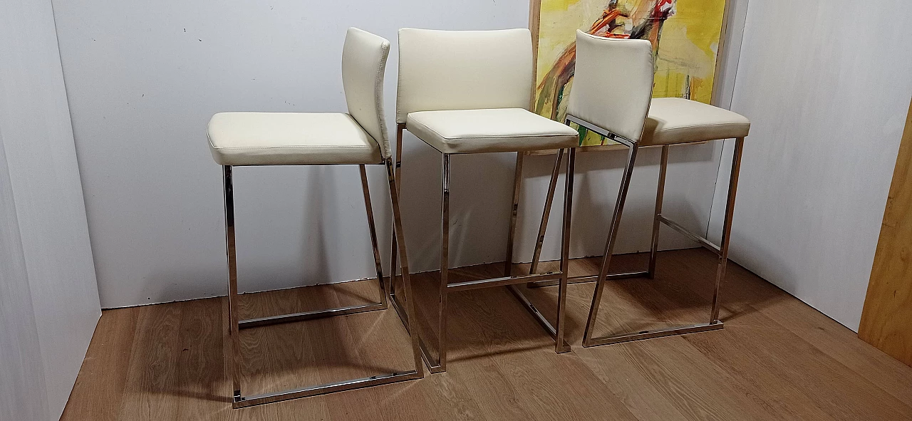 3 Sgabelli Brand 912 in pelle martellata beige di Martin Ballendat per Tonon 22