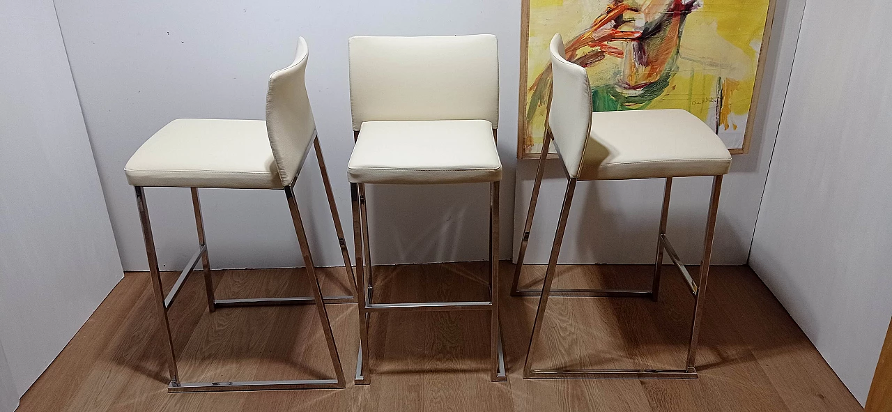 3 Sgabelli Brand 912 in pelle martellata beige di Martin Ballendat per Tonon 24