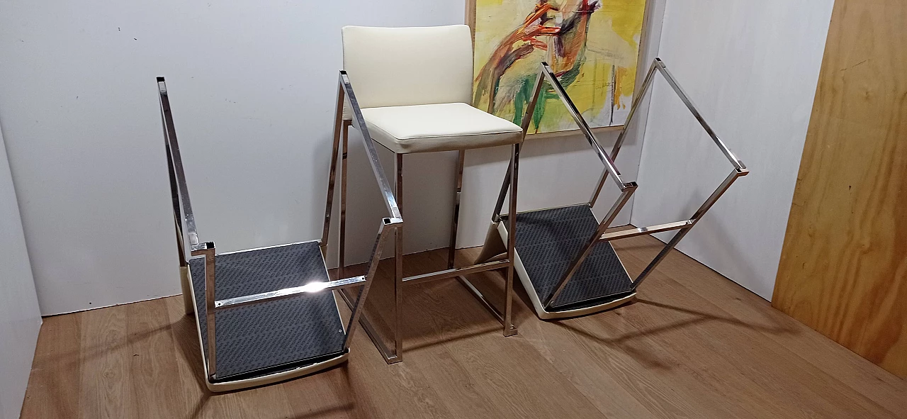 3 Sgabelli Brand 912 in pelle martellata beige di Martin Ballendat per Tonon 26