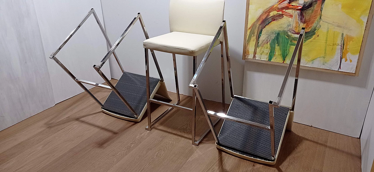 3 Sgabelli Brand 912 in pelle martellata beige di Martin Ballendat per Tonon 27