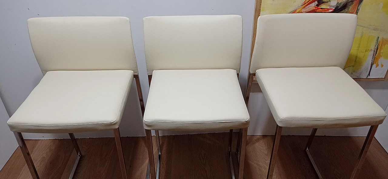 3 Sgabelli Brand 912 in pelle martellata beige di Martin Ballendat per Tonon 52