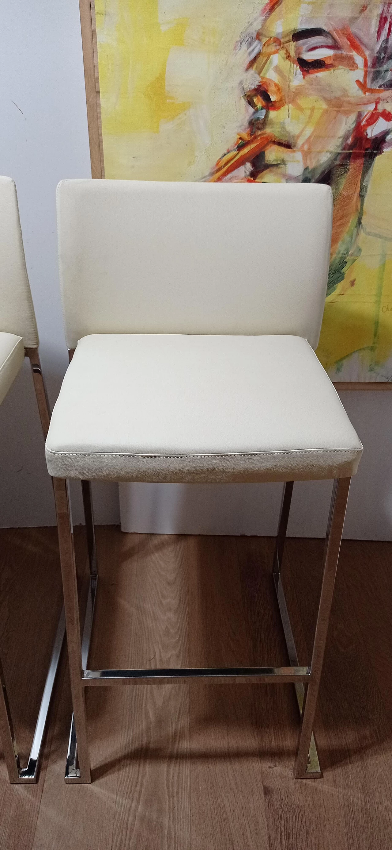 3 Sgabelli Brand 912 in pelle martellata beige di Martin Ballendat per Tonon 59