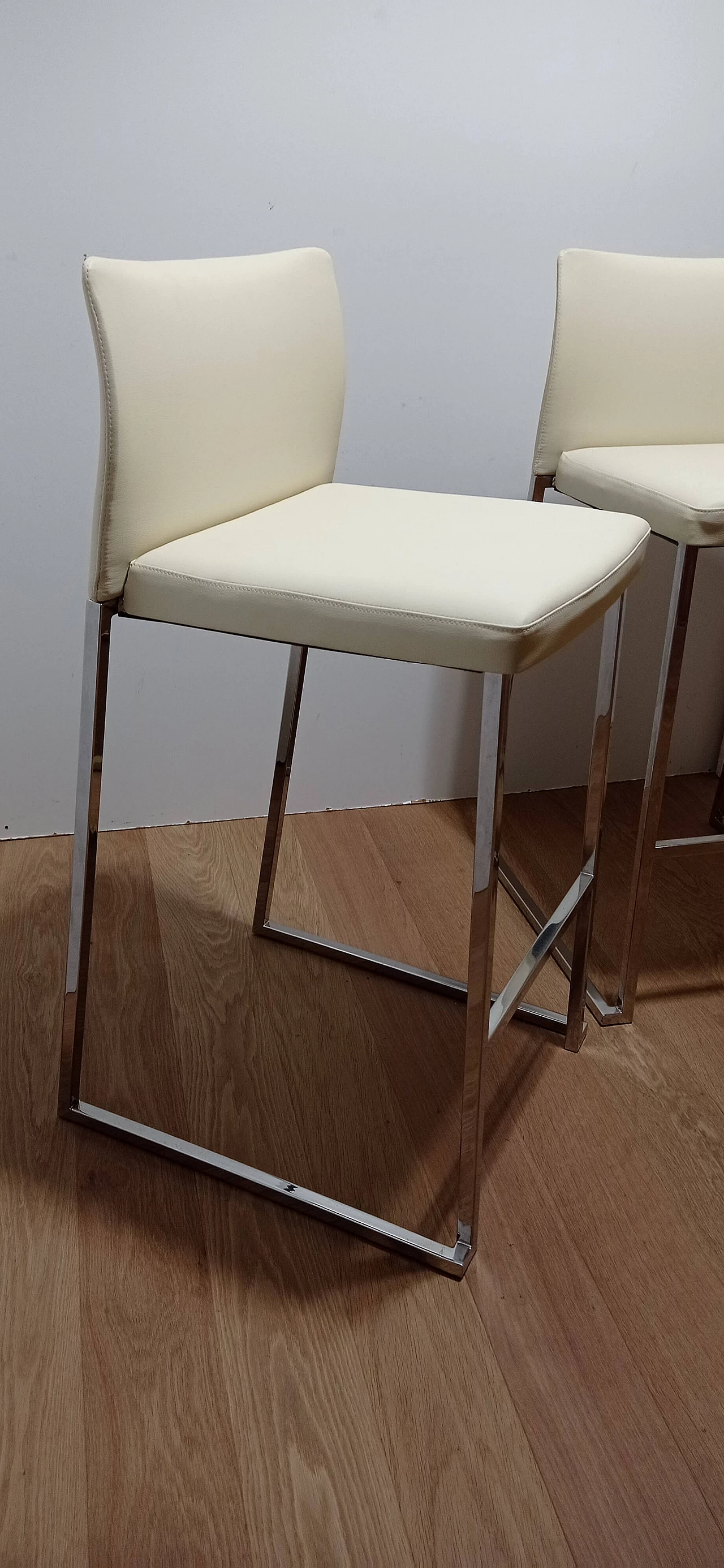 3 Sgabelli Brand 912 in pelle martellata beige di Martin Ballendat per Tonon 60