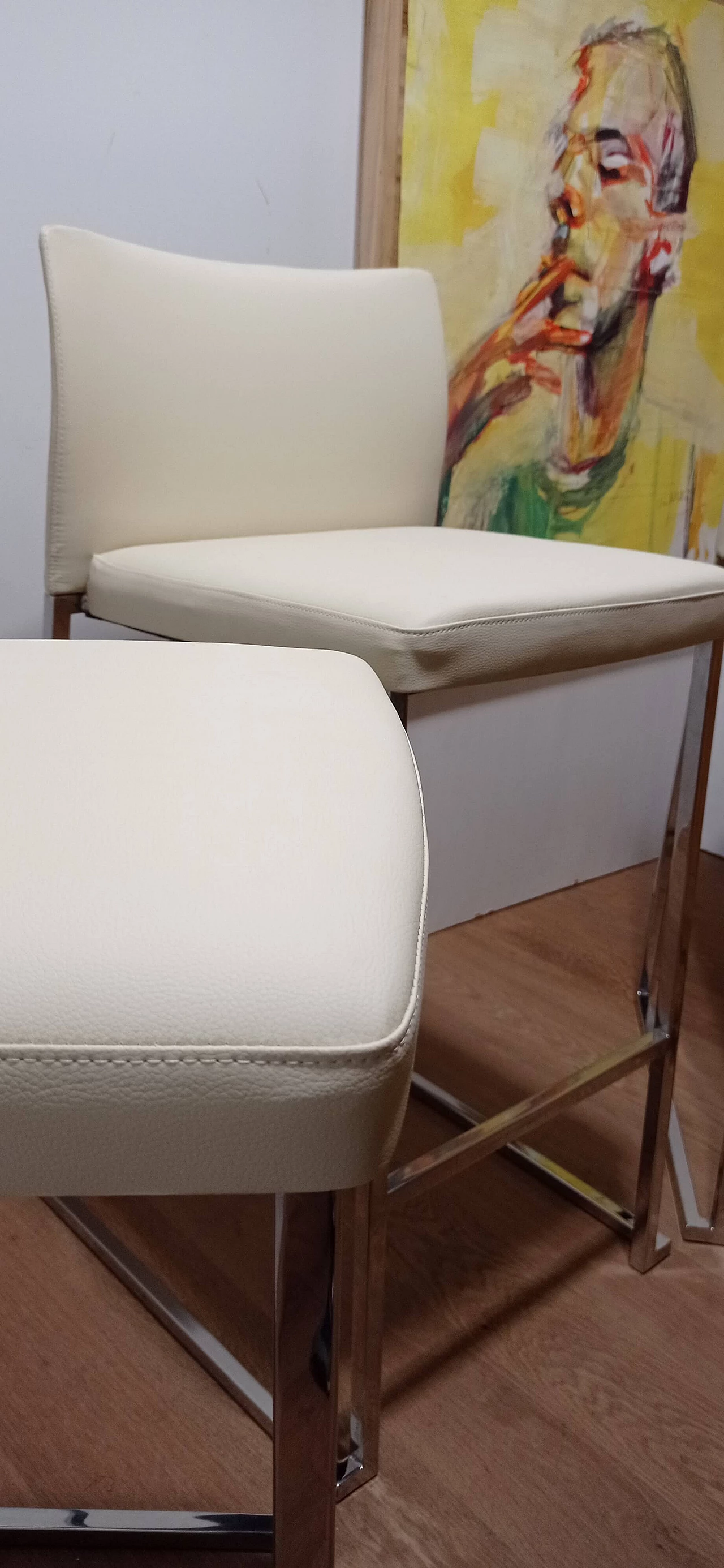 3 Sgabelli Brand 912 in pelle martellata beige di Martin Ballendat per Tonon 64