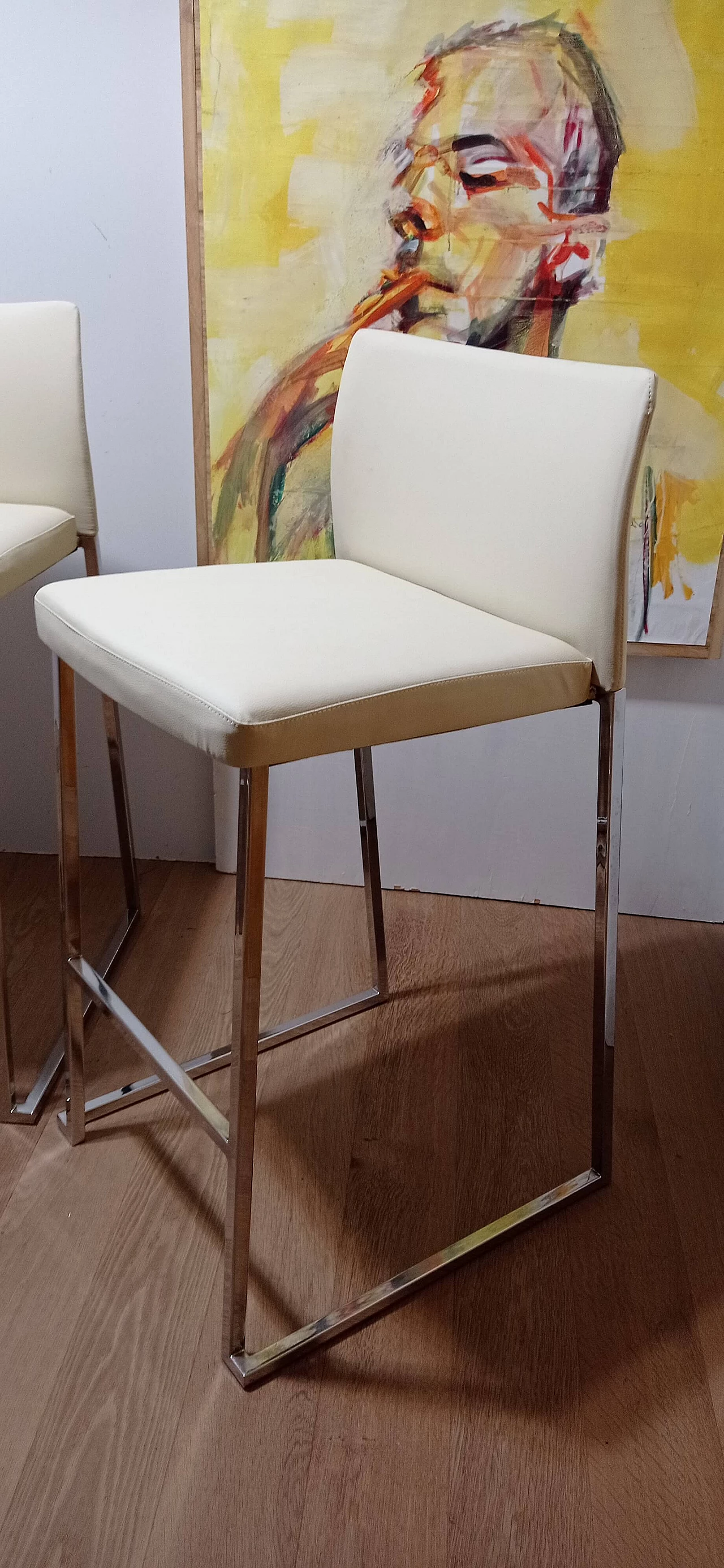 3 Sgabelli Brand 912 in pelle martellata beige di Martin Ballendat per Tonon 74