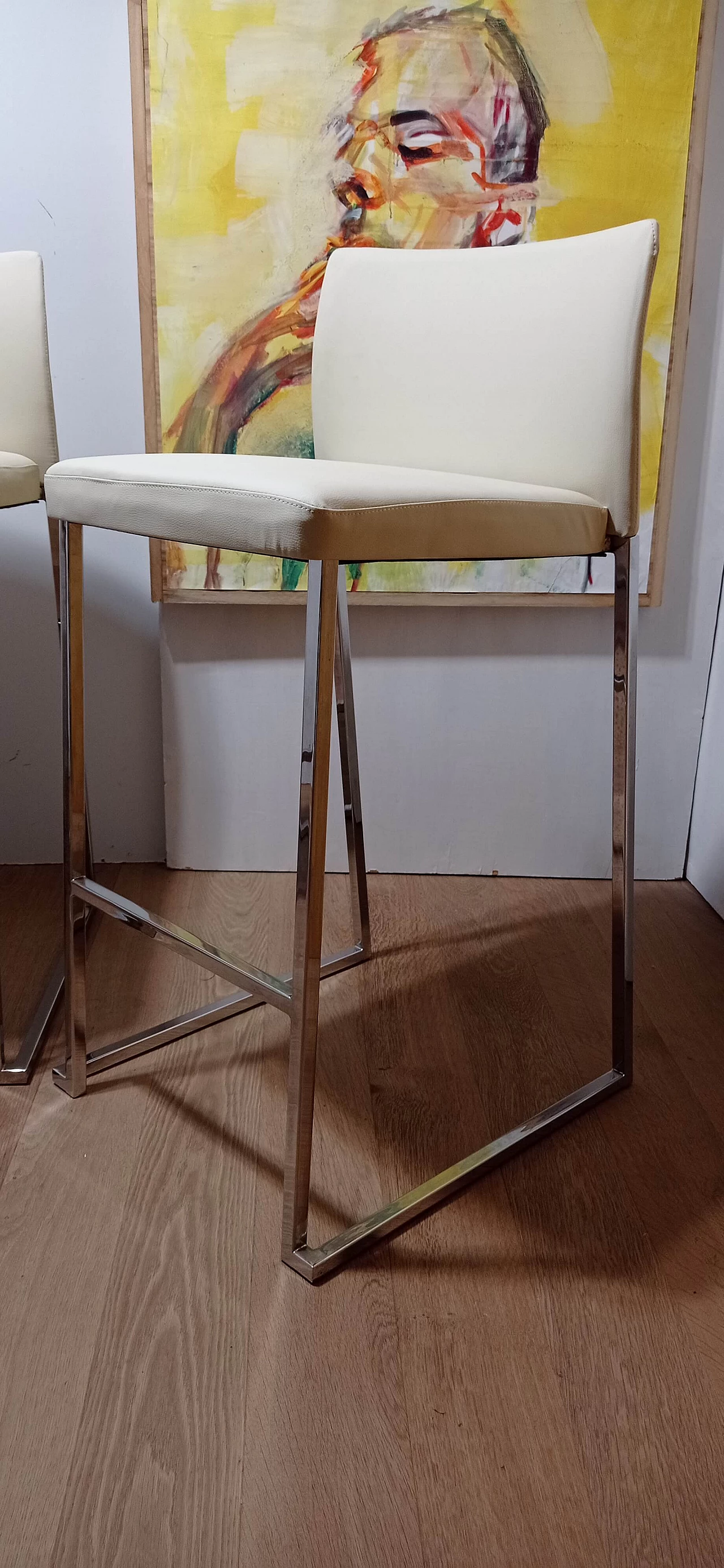 3 Sgabelli Brand 912 in pelle martellata beige di Martin Ballendat per Tonon 89