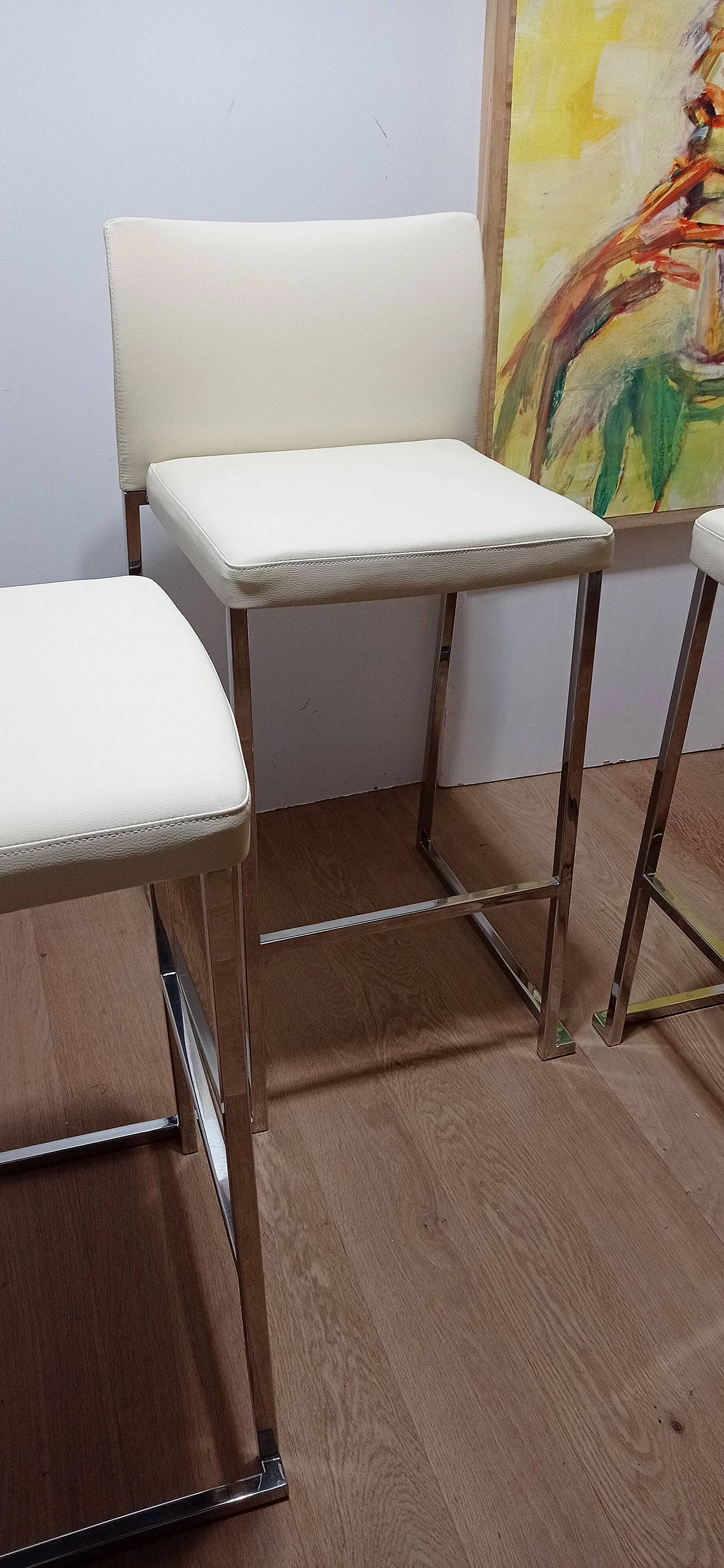 3 Sgabelli Brand 912 in pelle martellata beige di Martin Ballendat per Tonon 93