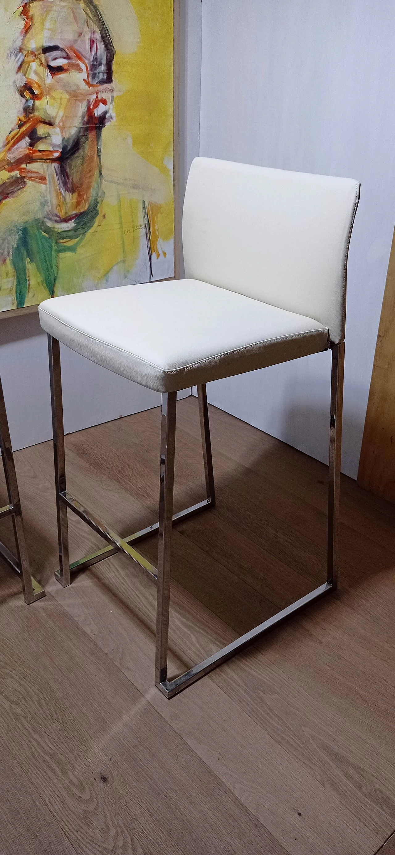 3 Sgabelli Brand 912 in pelle martellata beige di Martin Ballendat per Tonon 94