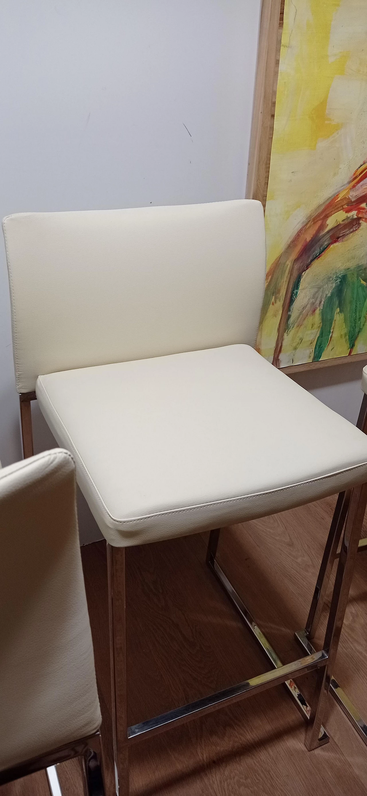 3 Sgabelli Brand 912 in pelle martellata beige di Martin Ballendat per Tonon 121