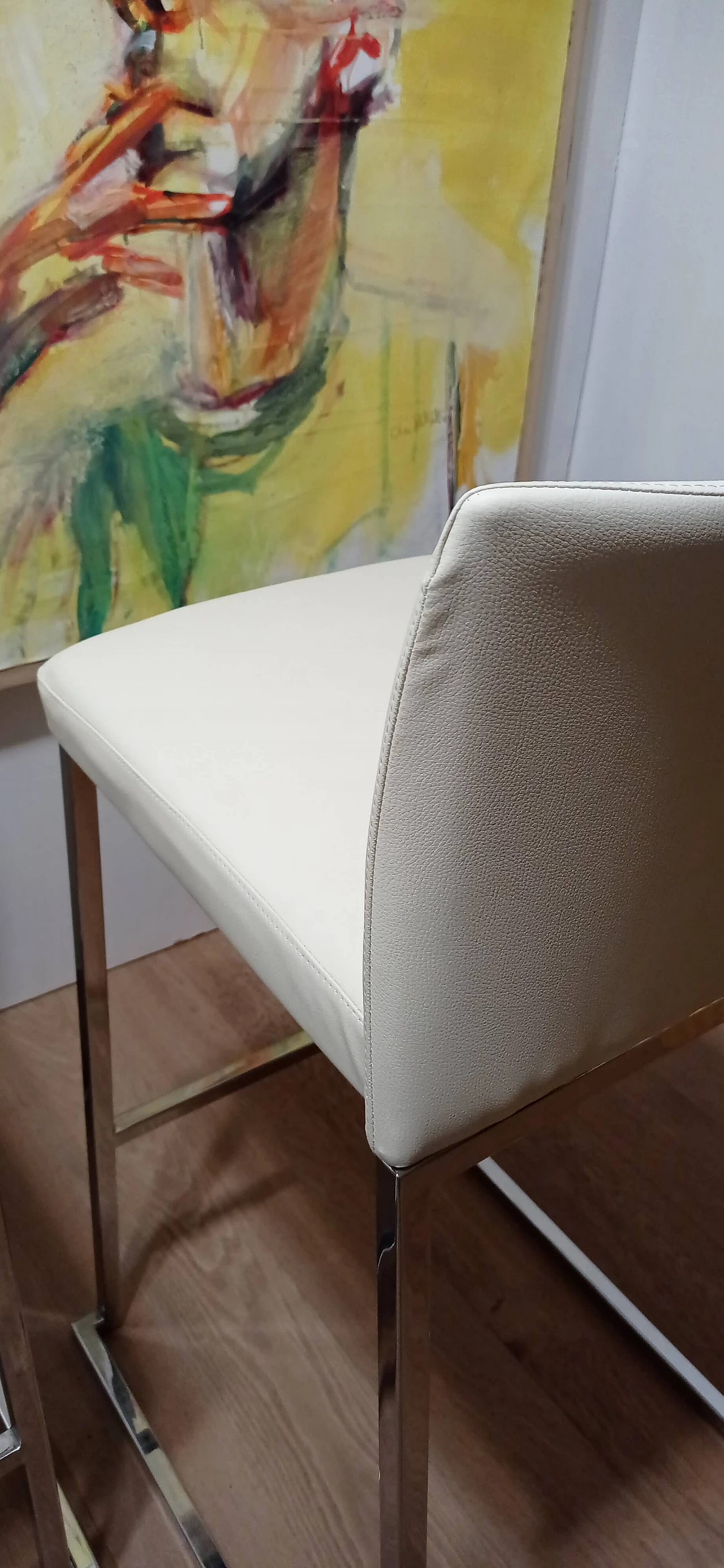 3 Sgabelli Brand 912 in pelle martellata beige di Martin Ballendat per Tonon 123