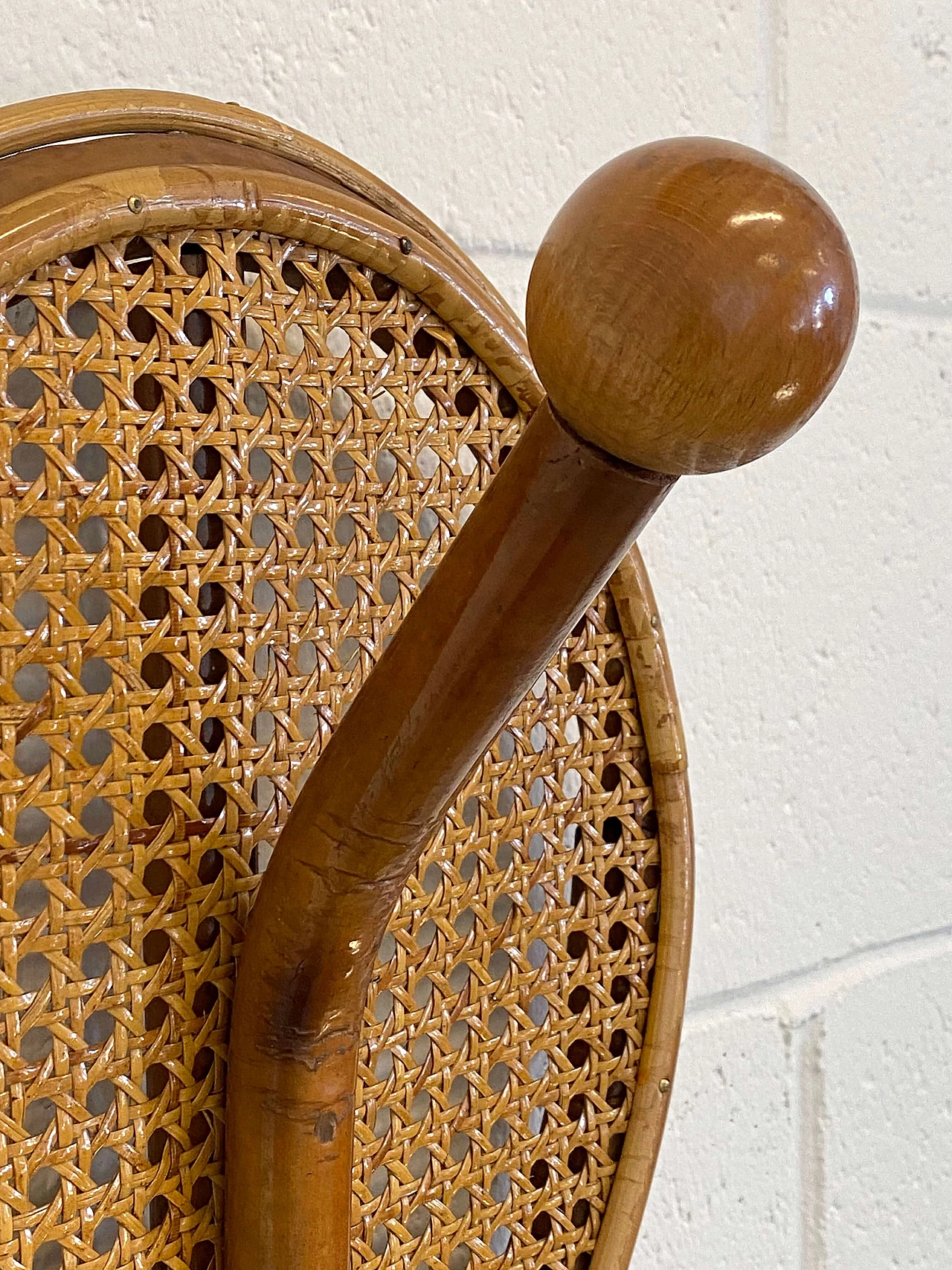 Vienna straw, bamboo and wicker tennis racket coat rack, 1970s 2