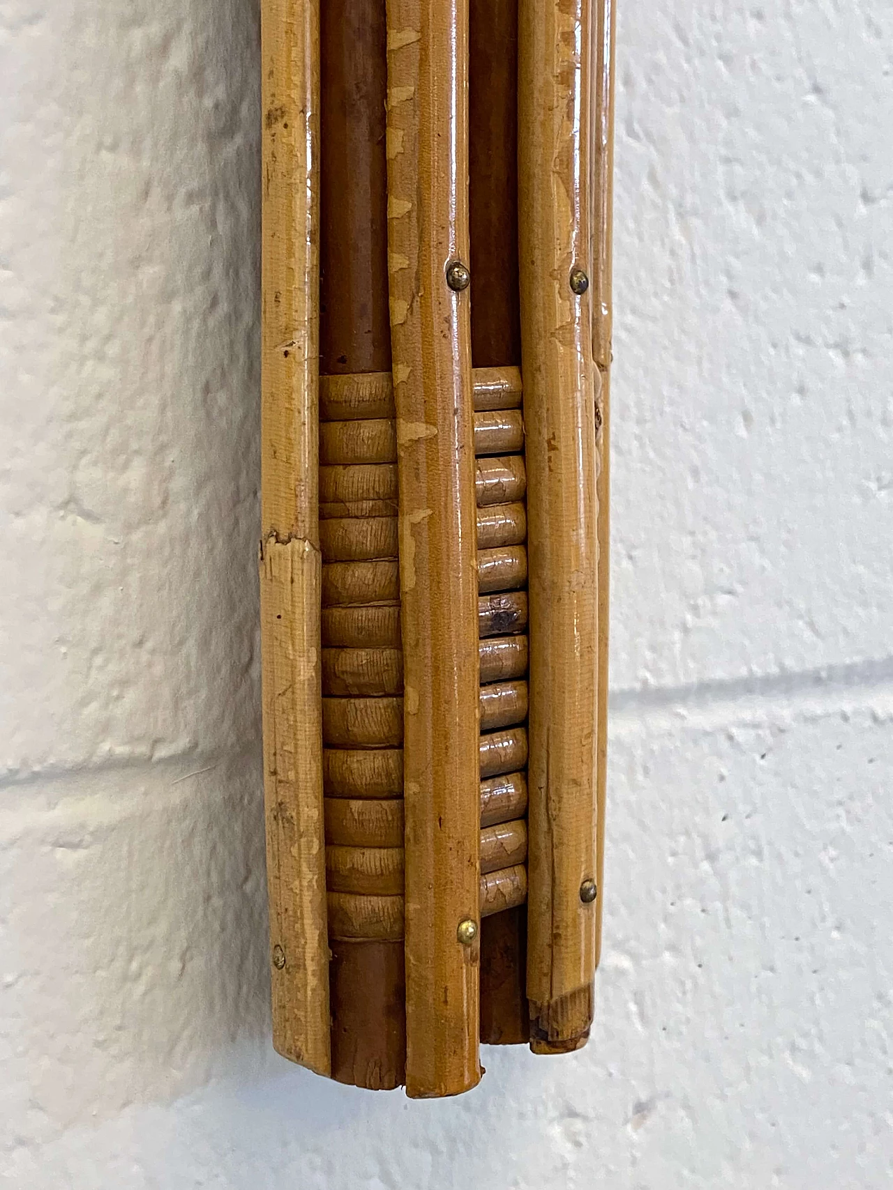 Vienna straw, bamboo and wicker tennis racket coat rack, 1970s 5