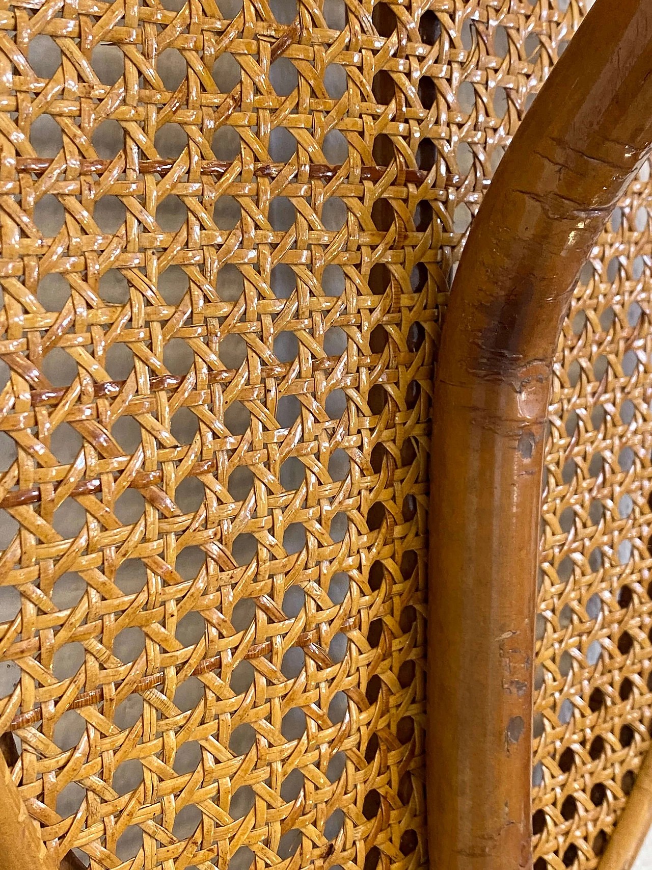 Vienna straw, bamboo and wicker tennis racket coat rack, 1970s 7