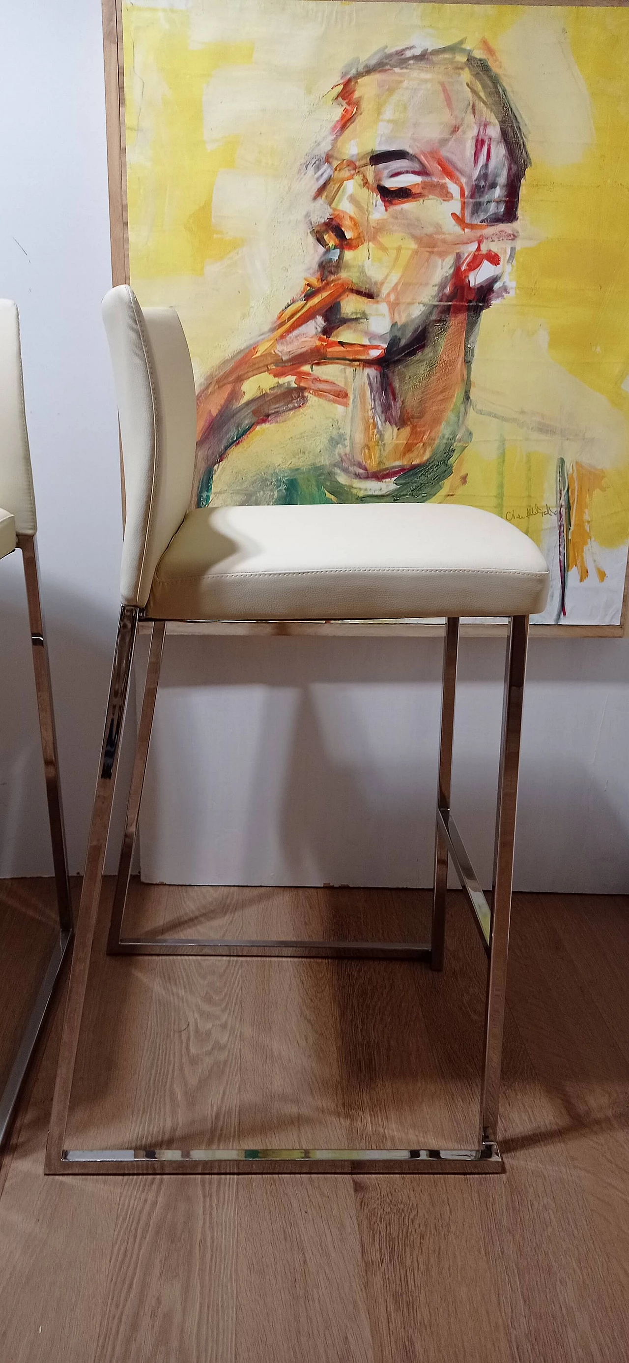 3 Sgabelli Brand 912 in pelle martellata beige di Martin Ballendat per Tonon 140