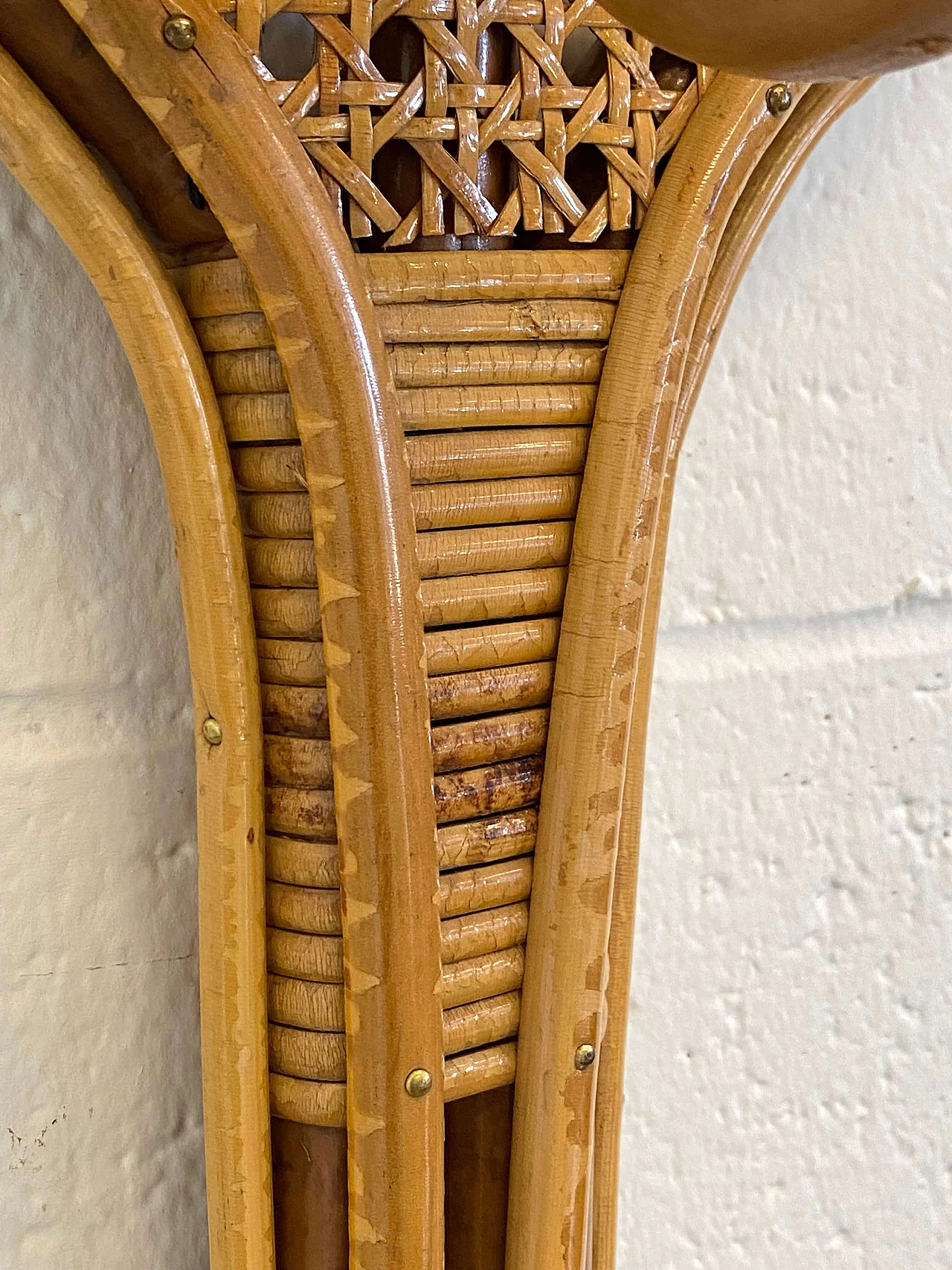 Vienna straw, bamboo and wicker tennis racket coat rack, 1970s 12