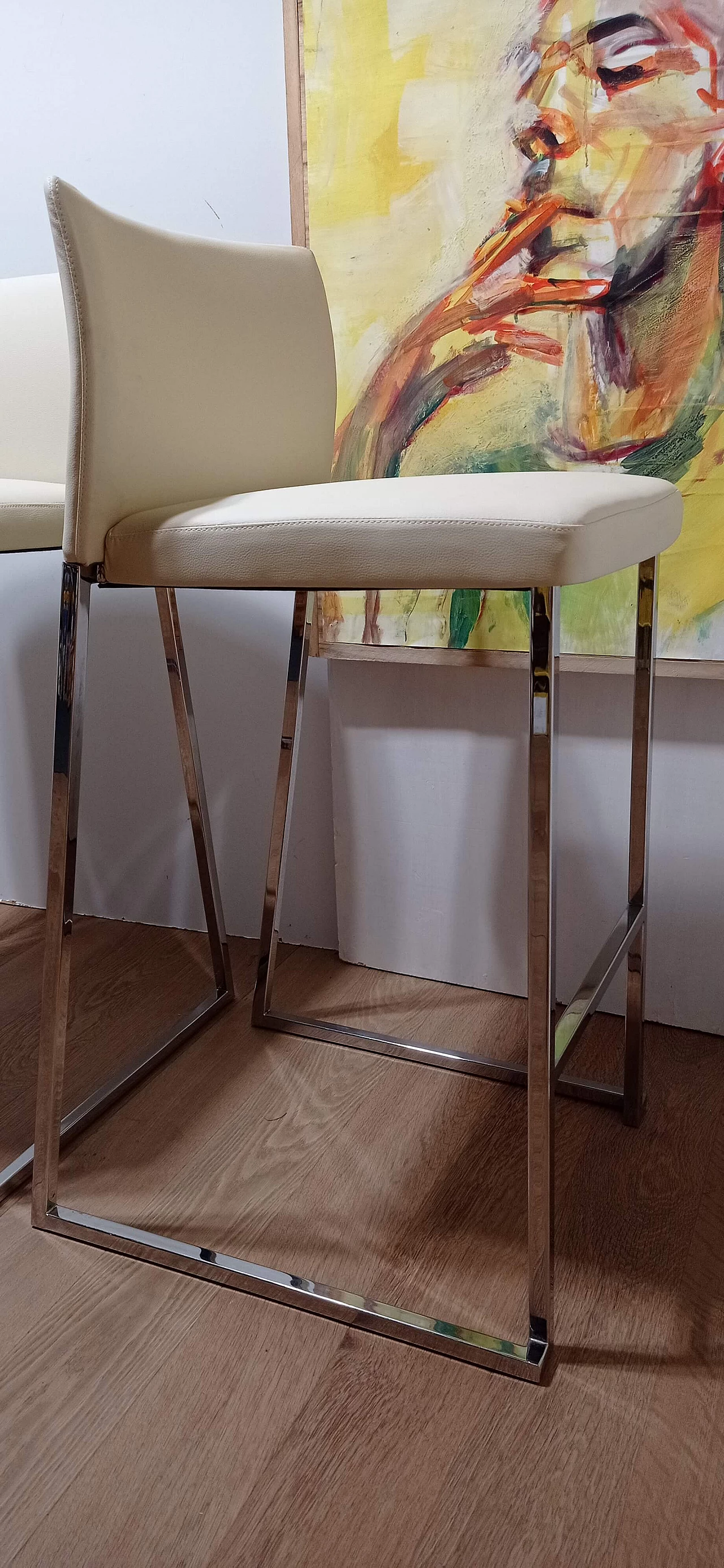 3 Sgabelli Brand 912 in pelle martellata beige di Martin Ballendat per Tonon 148