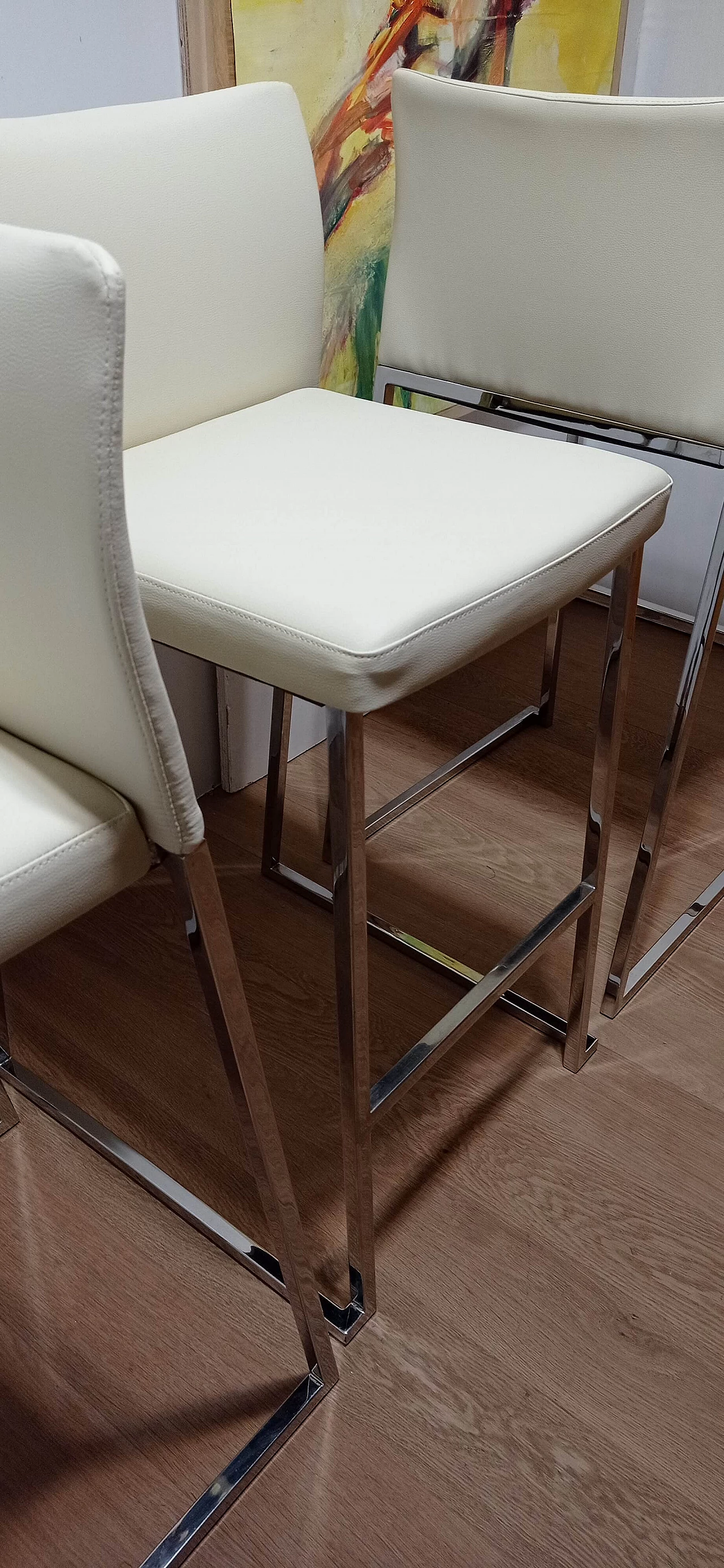 3 Sgabelli Brand 912 in pelle martellata beige di Martin Ballendat per Tonon 160