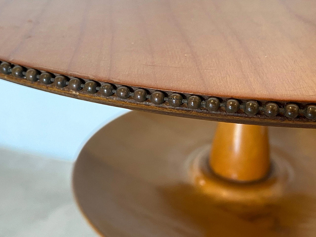 Round cherry wood and black lacquered metal coffee table, 1960s 2