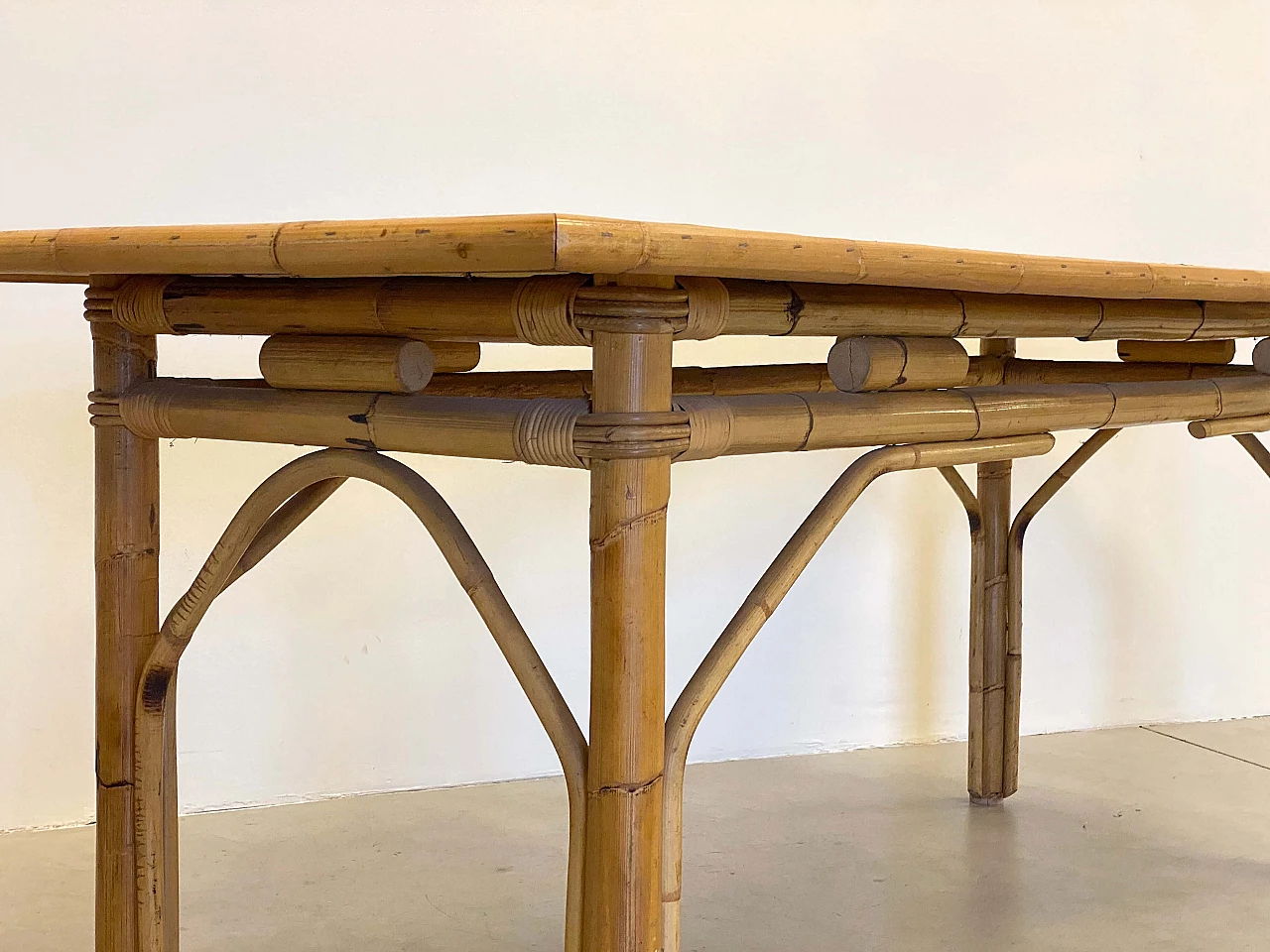 Bamboo and wicker table, 1970s 1