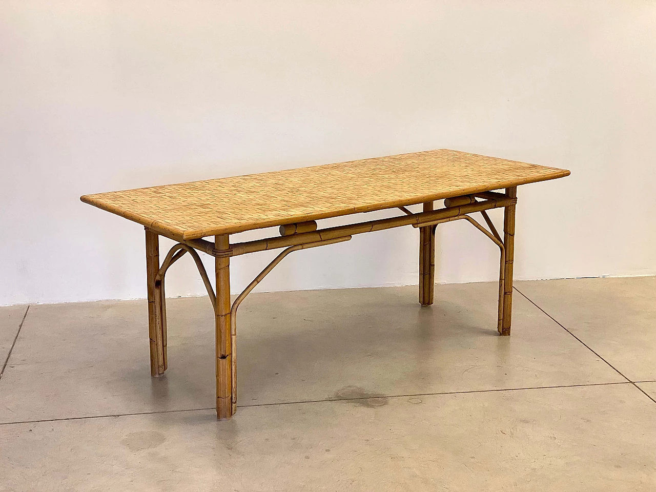 Bamboo and wicker table, 1970s 2