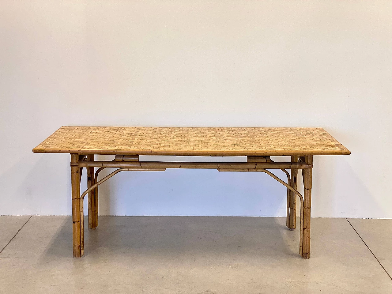 Bamboo and wicker table, 1970s 4