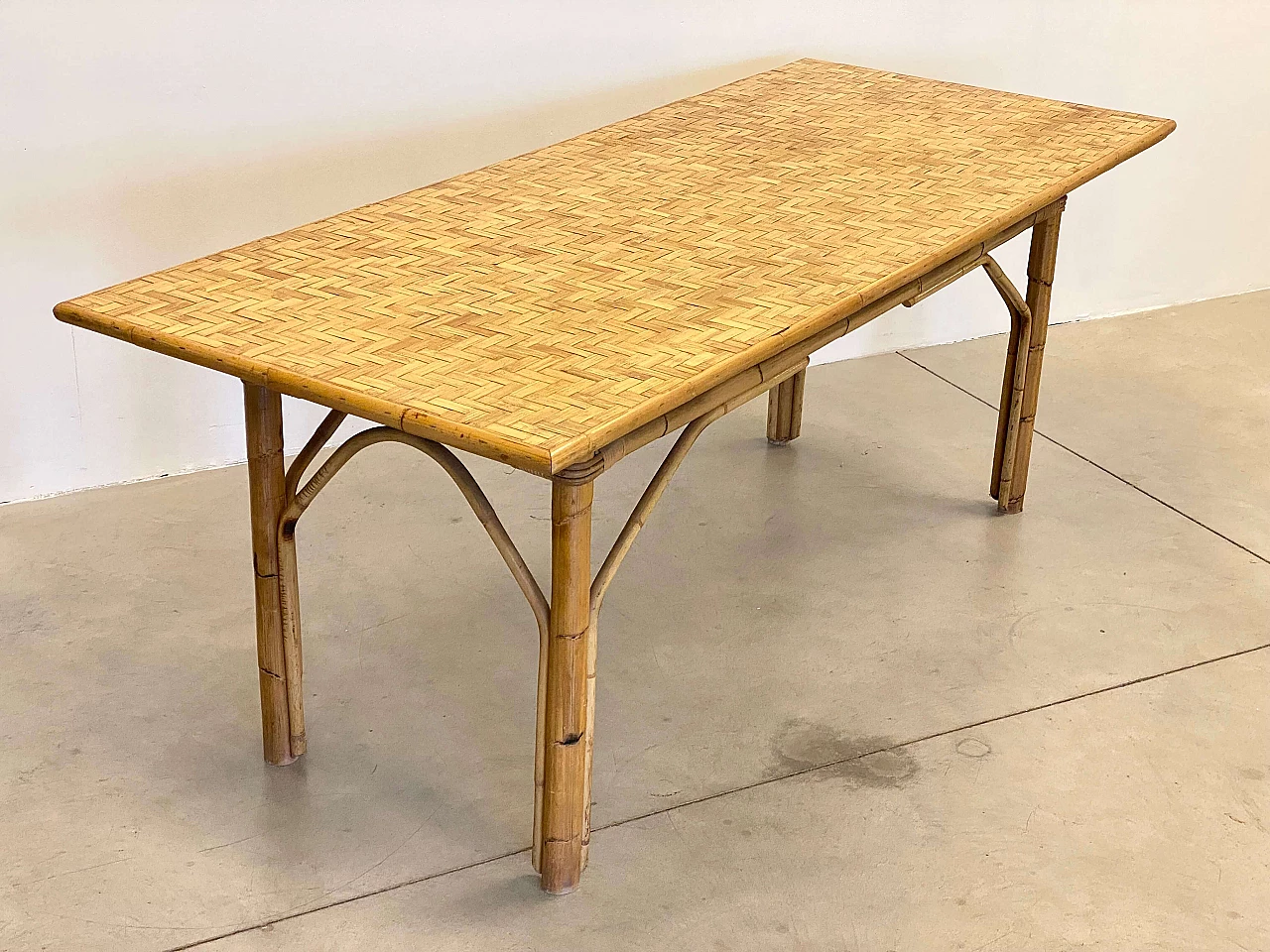 Bamboo and wicker table, 1970s 6