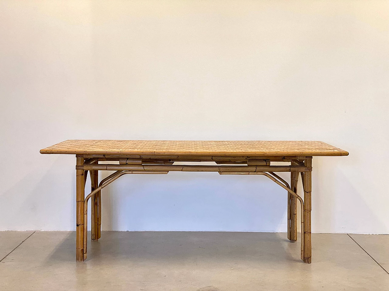 Bamboo and wicker table, 1970s 11