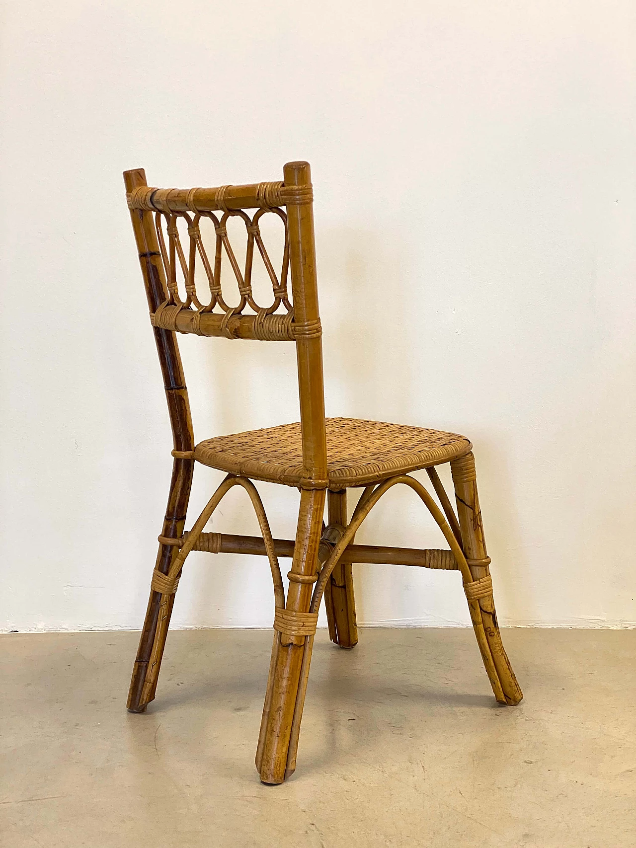 6 Chairs in bamboo and wicker, 1970s 3