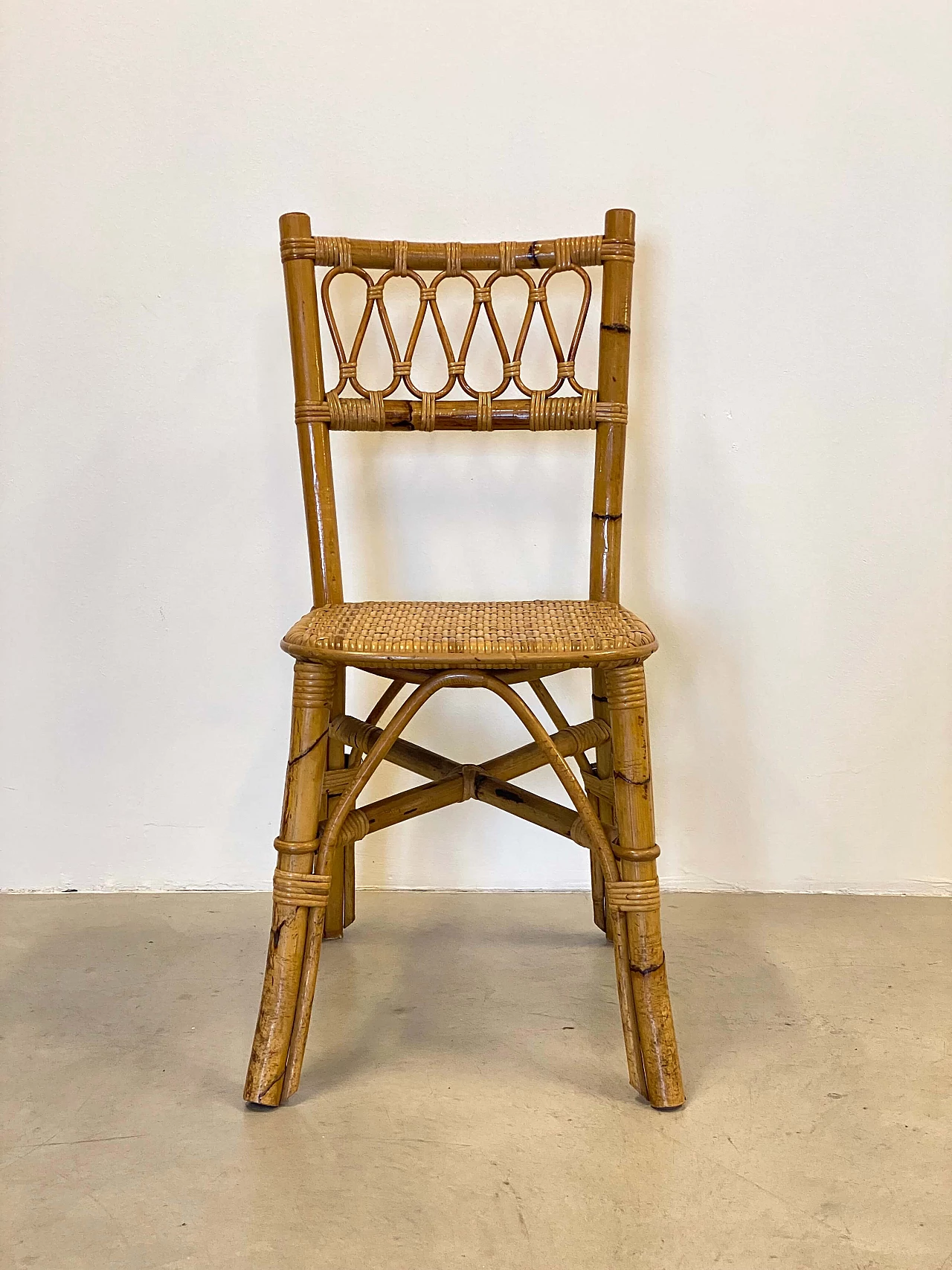 6 Chairs in bamboo and wicker, 1970s 4