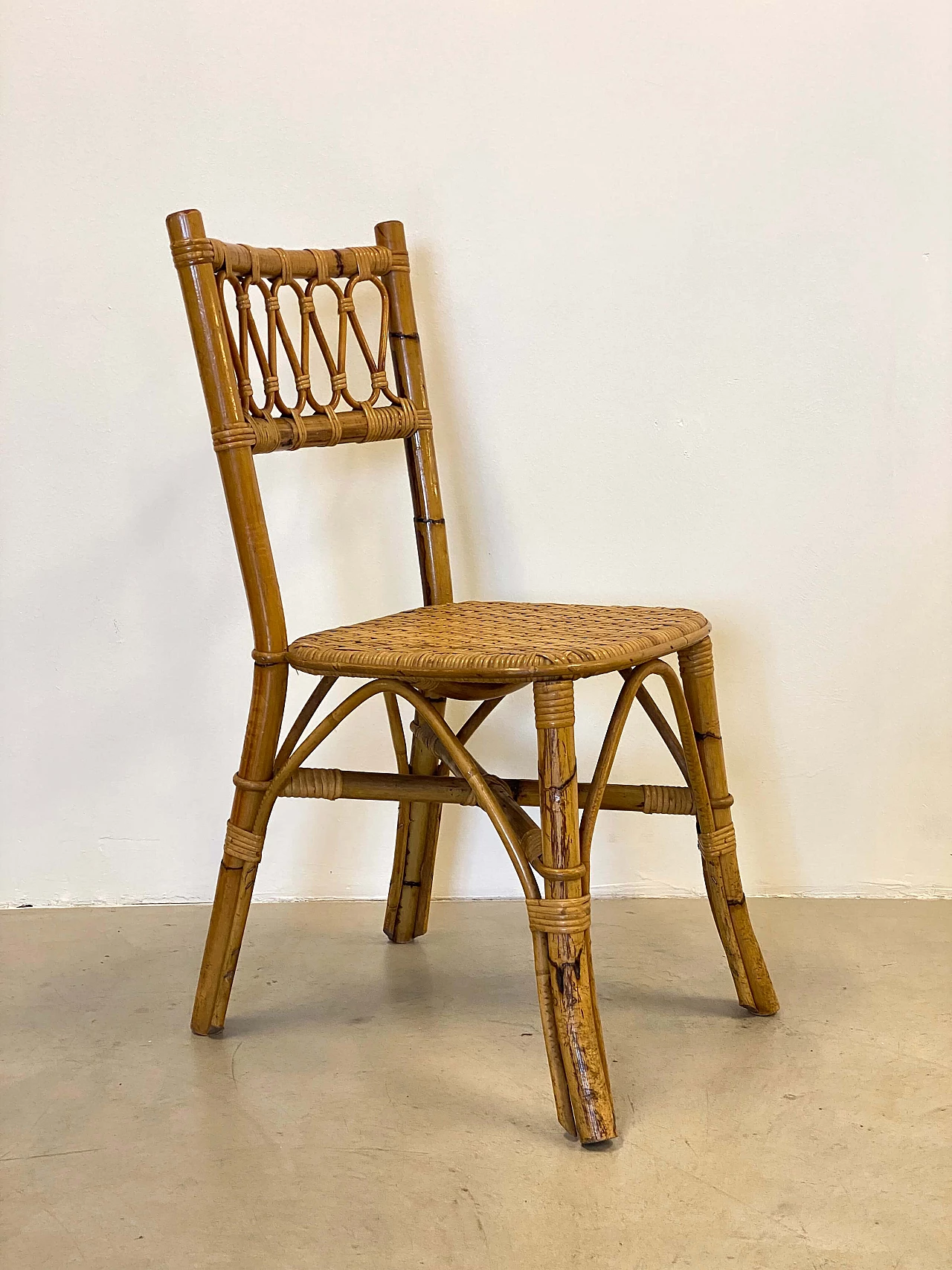 6 Chairs in bamboo and wicker, 1970s 5