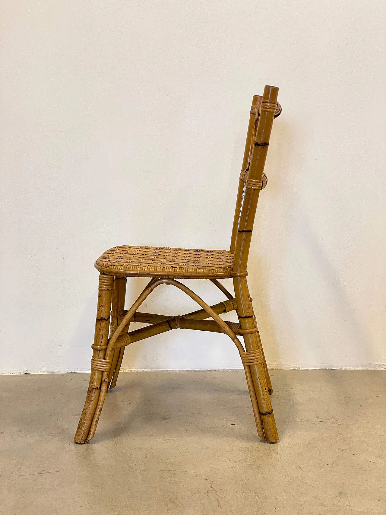 6 Chairs in bamboo and wicker, 1970s 7