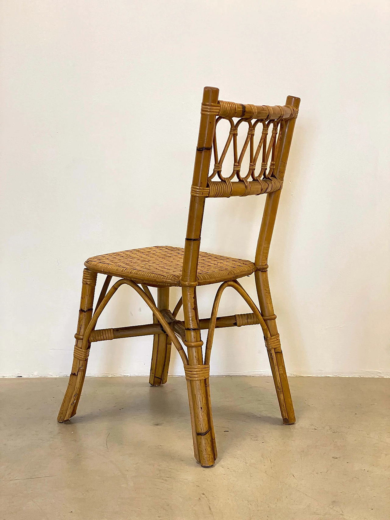 6 Chairs in bamboo and wicker, 1970s 8