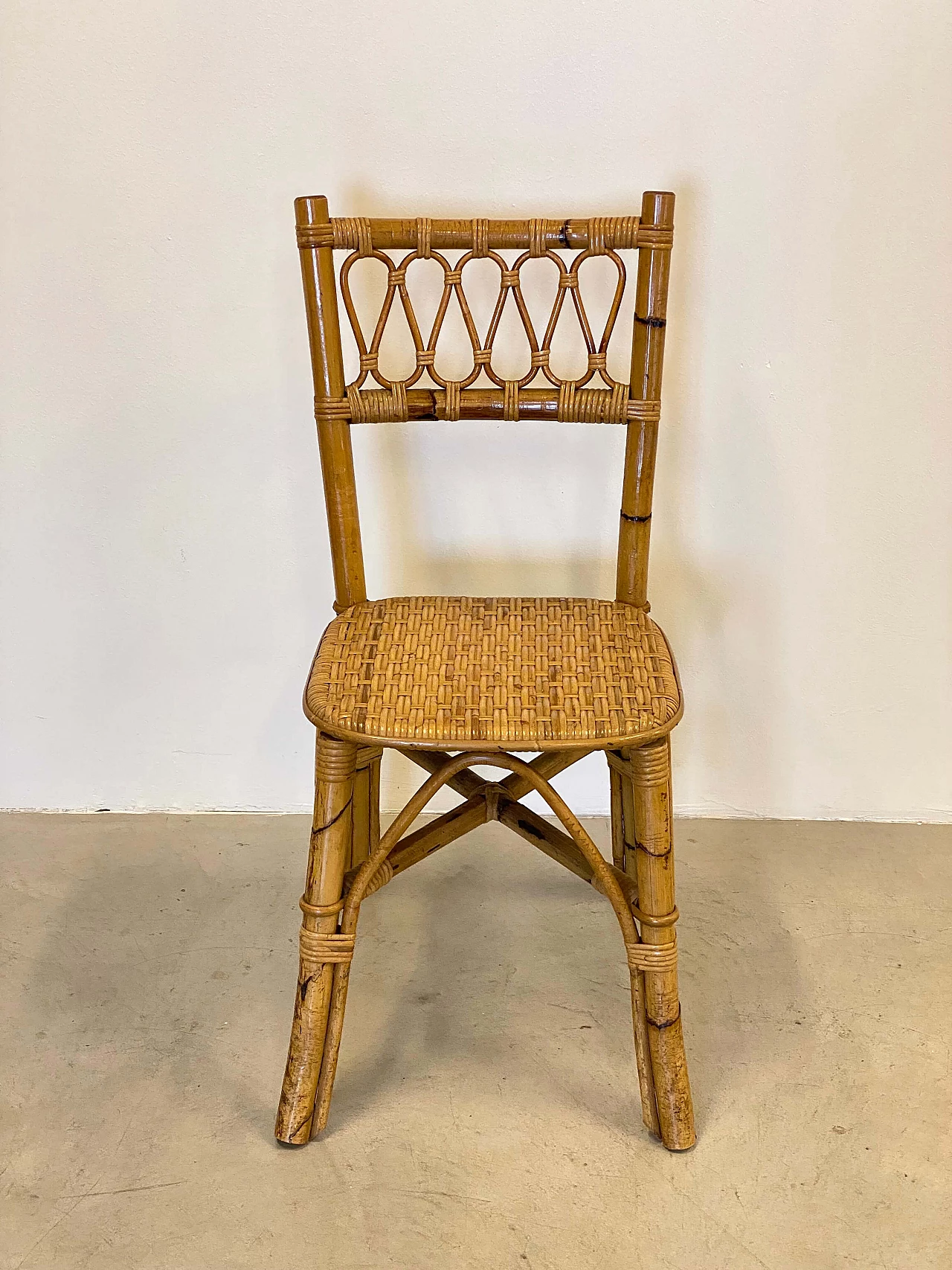 6 Chairs in bamboo and wicker, 1970s 9