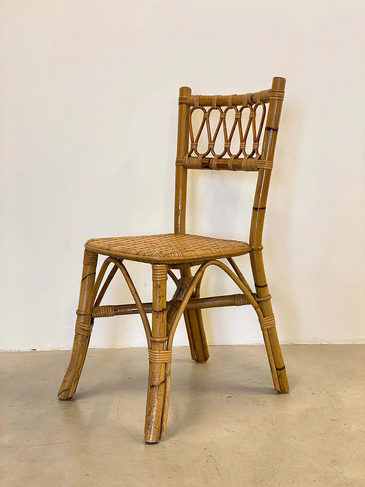 6 Chairs in bamboo and wicker, 1970s 10