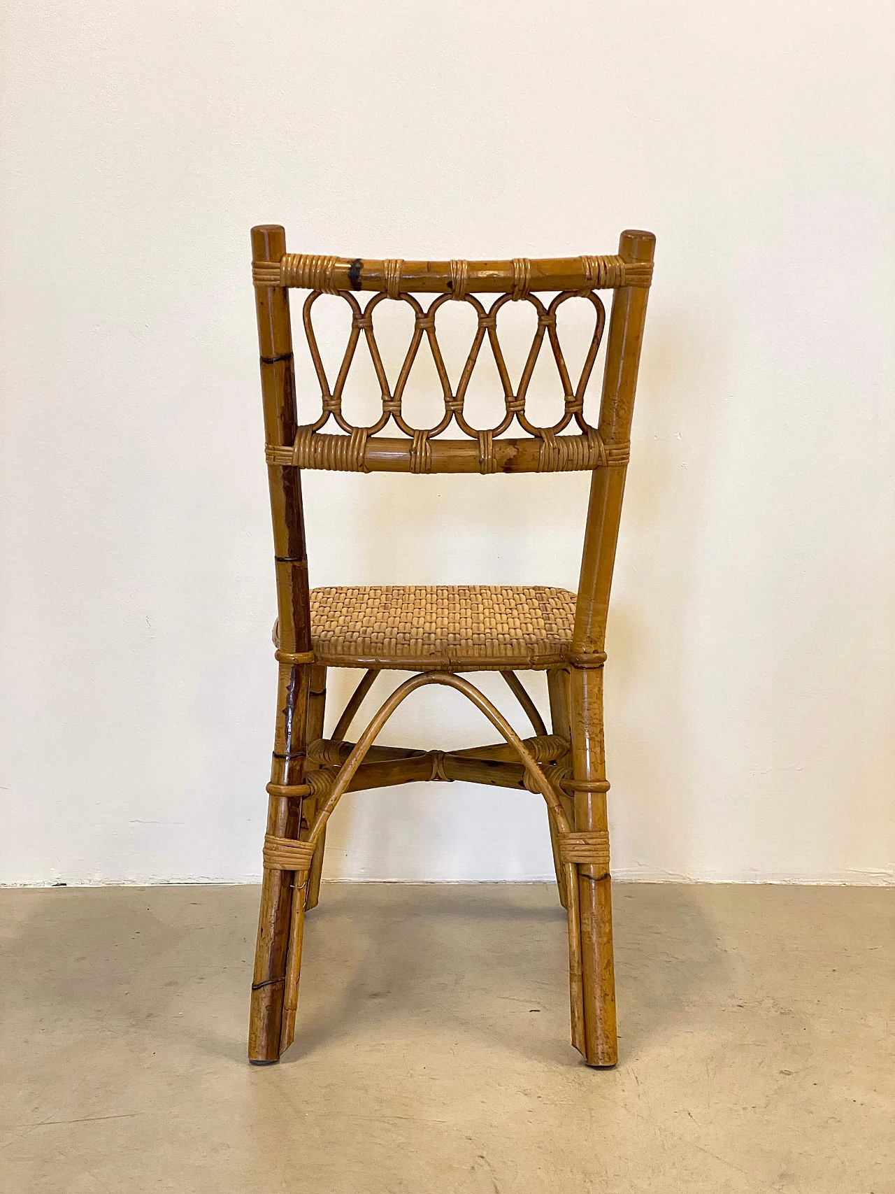 6 Chairs in bamboo and wicker, 1970s 11