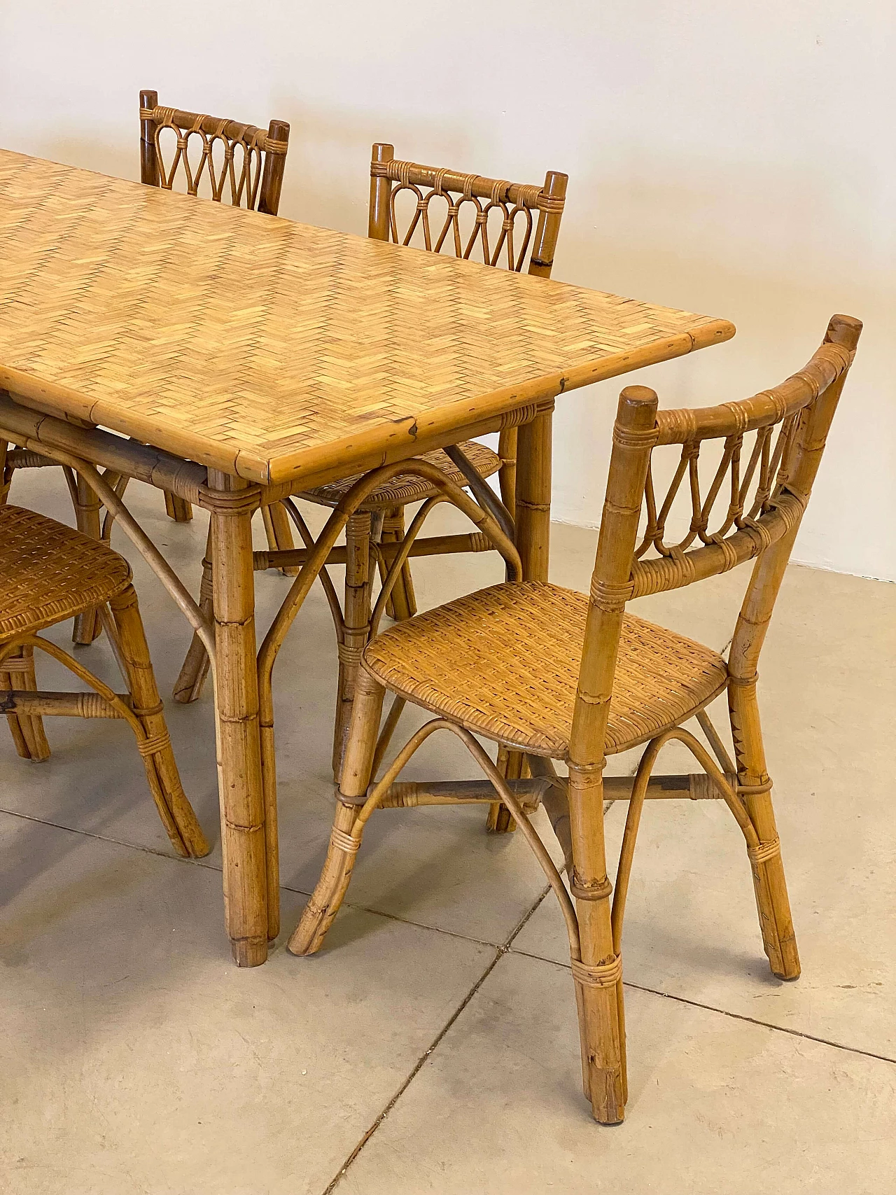 6 Chairs in bamboo and wicker, 1970s 12