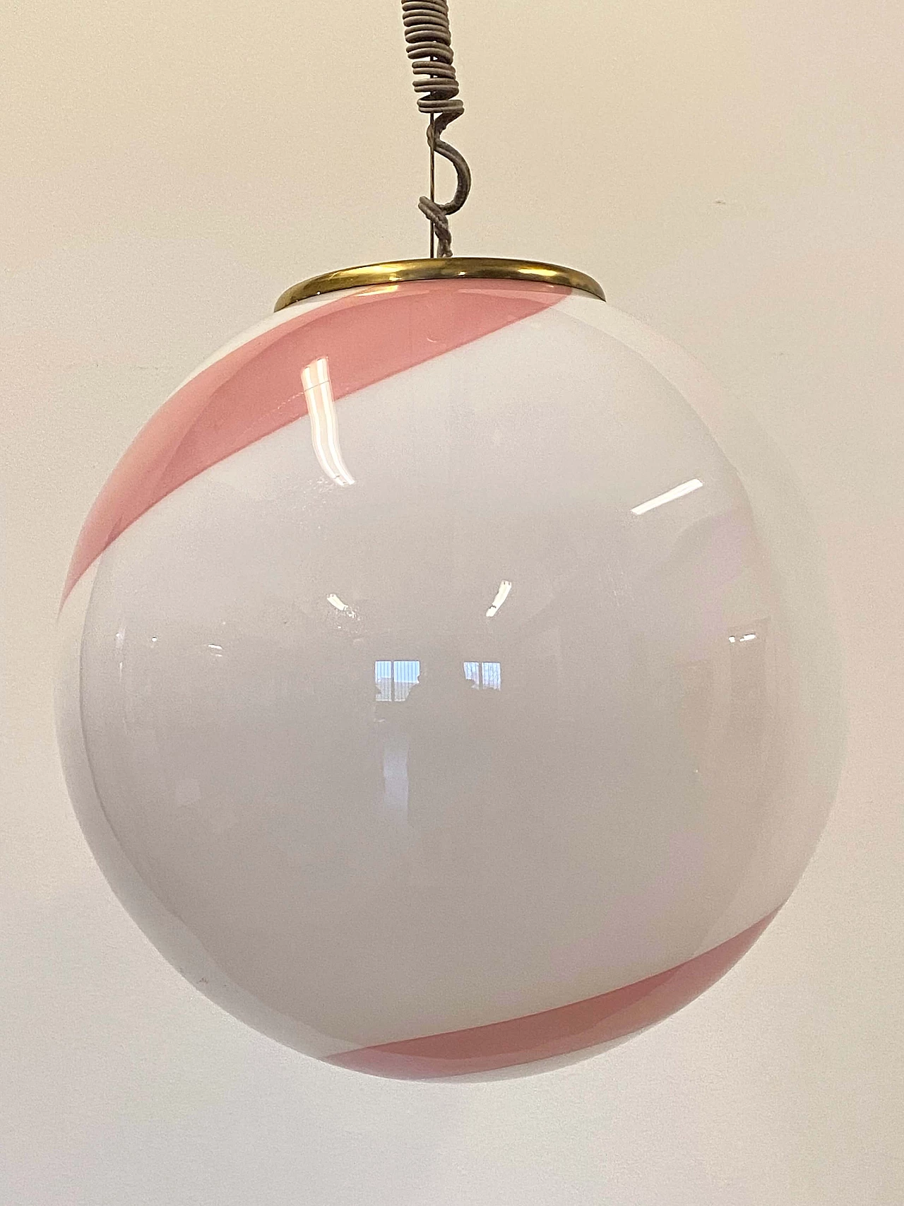 White and pink Murano glass chandelier, 1970s 1
