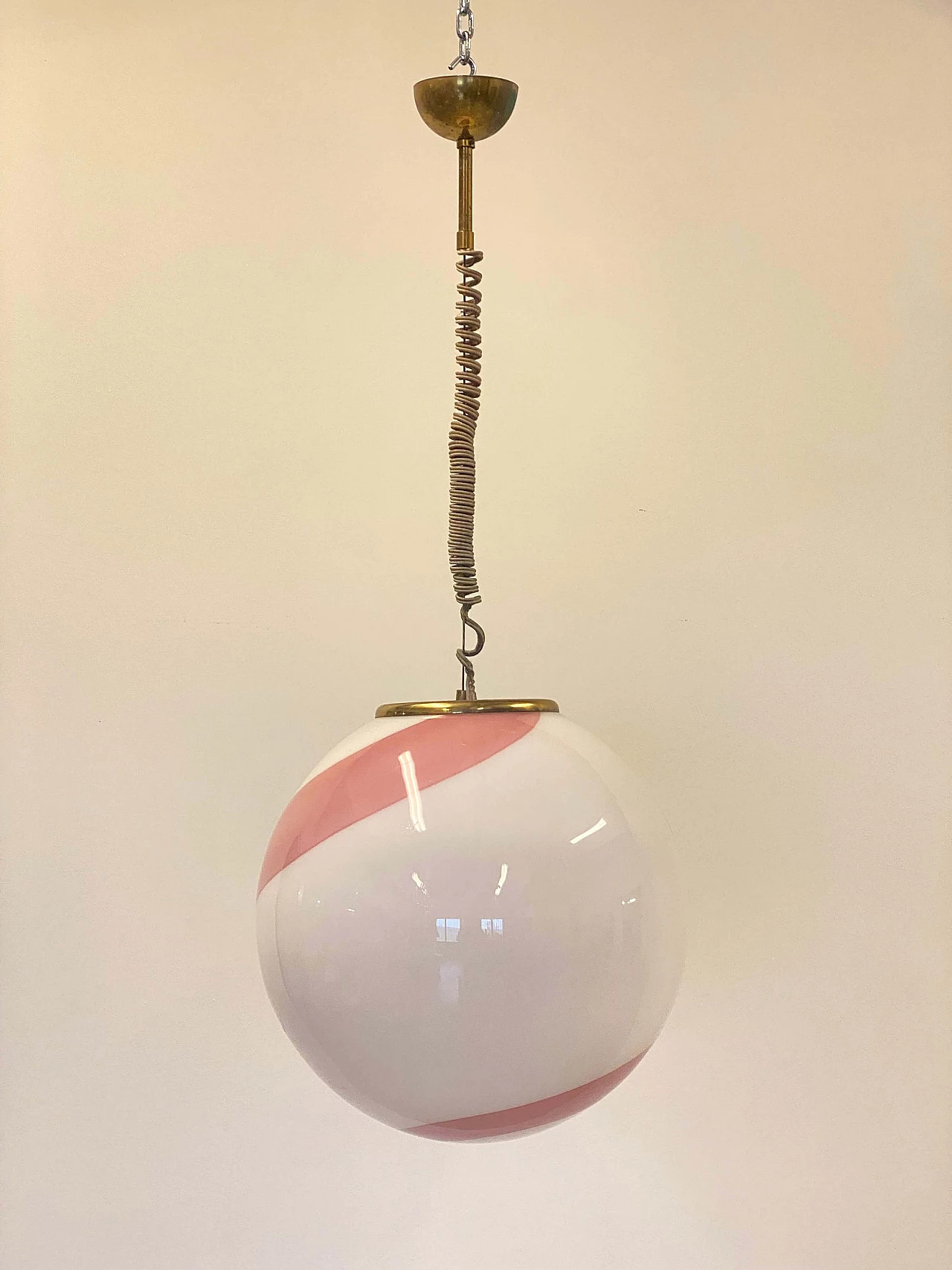 White and pink Murano glass chandelier, 1970s 2