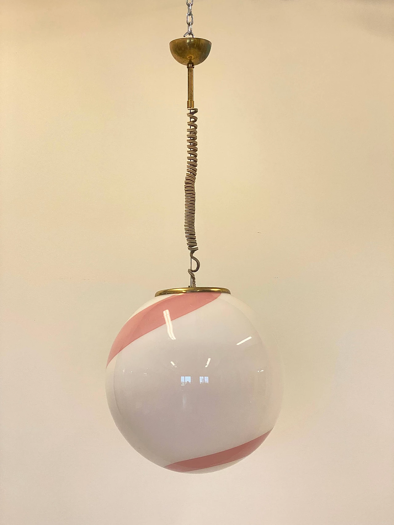 White and pink Murano glass chandelier, 1970s 7