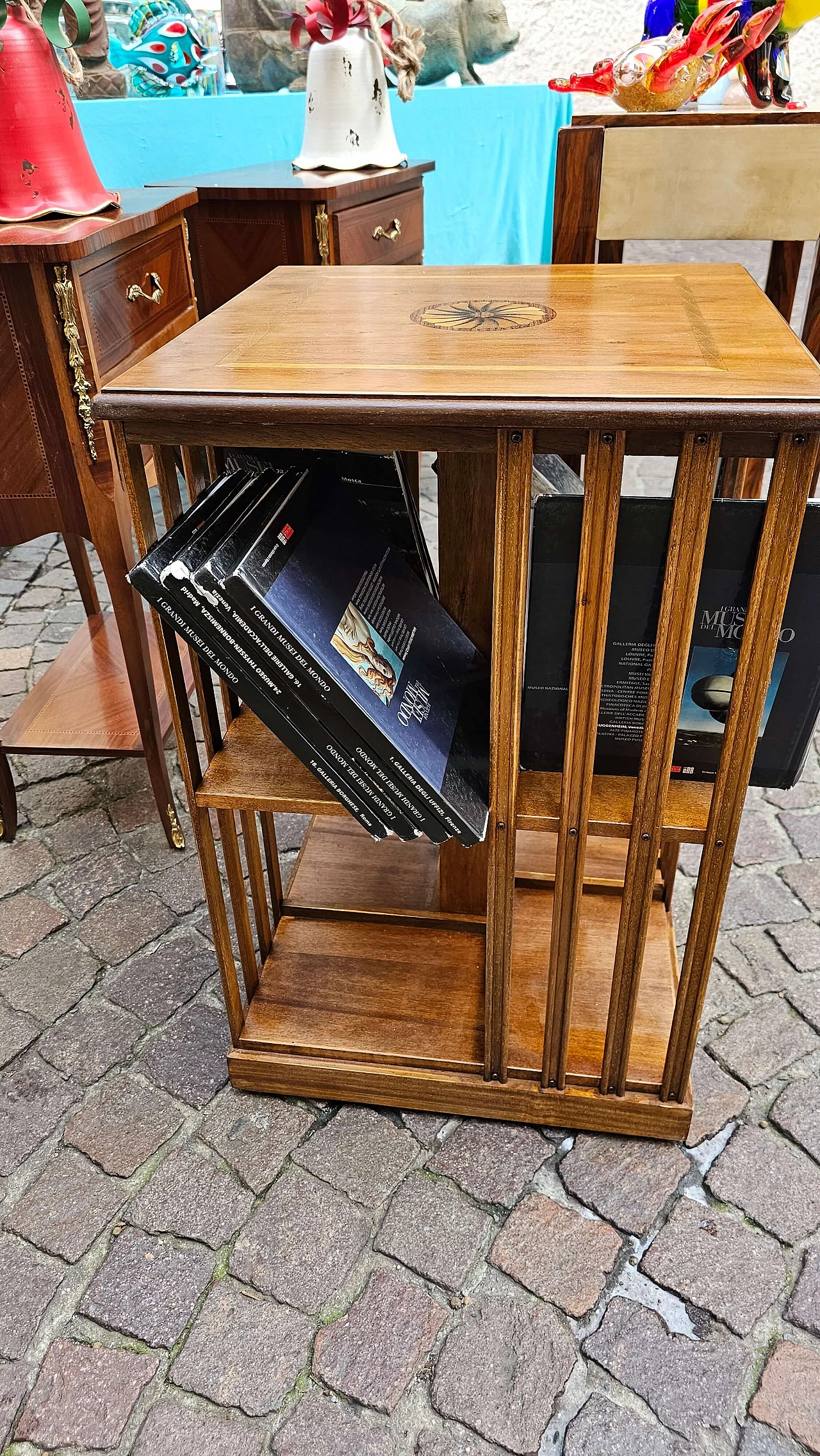 Walnut swivel bookcase, 1960s 2