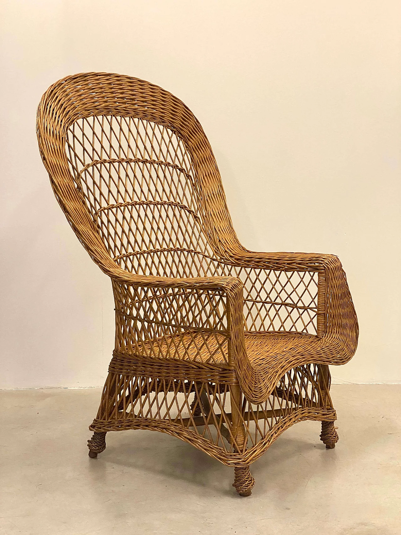4 Wicker and bamboo armchairs, 1970s 8