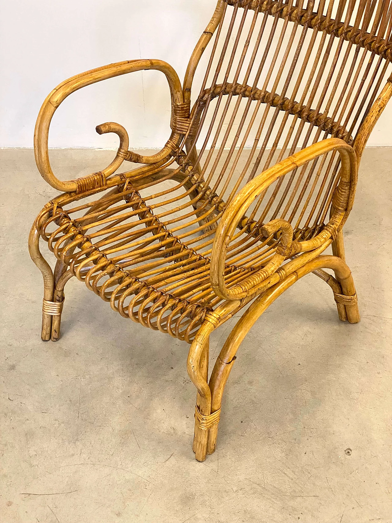 Coppia di poltrone in bambù, anni '70 10