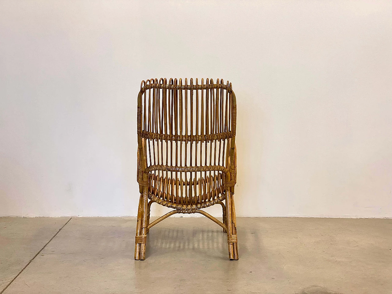 Coppia di poltrone in bambù, anni '70 12