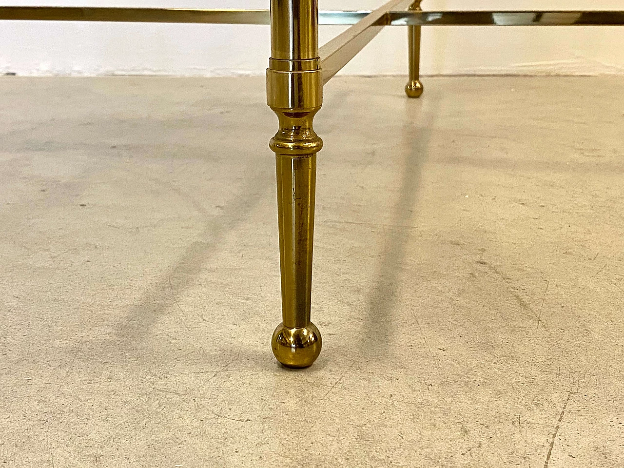 Square brass coffee table with smoked glass top, 1970s 2