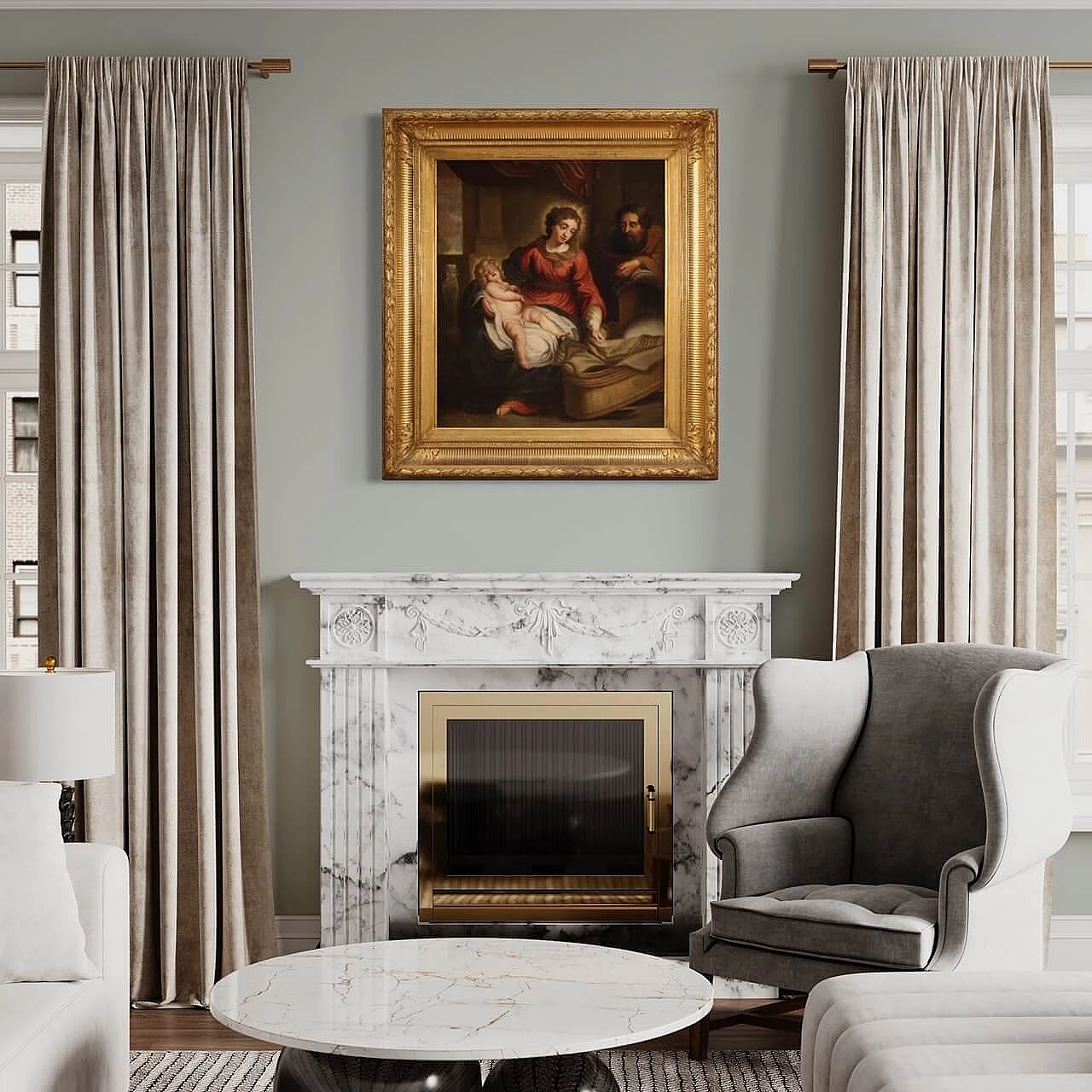 Sacra Famiglia, dipinto fiammingo olio su tela, '700 1330593