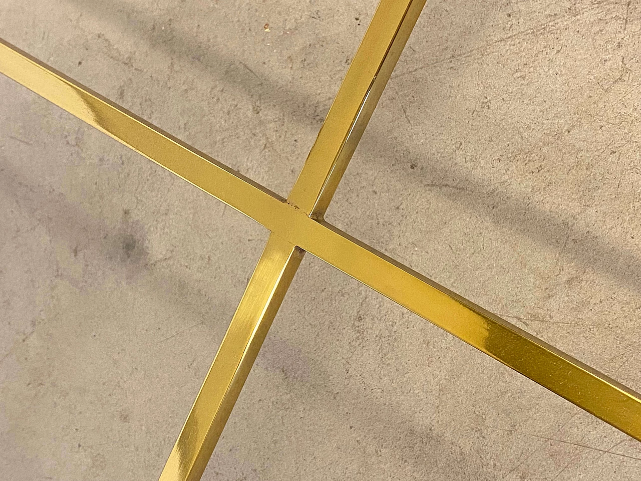 Square brass coffee table with smoked glass top, 1970s 5