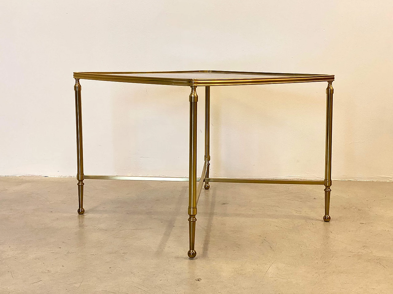 Square brass coffee table with smoked glass top, 1970s 9