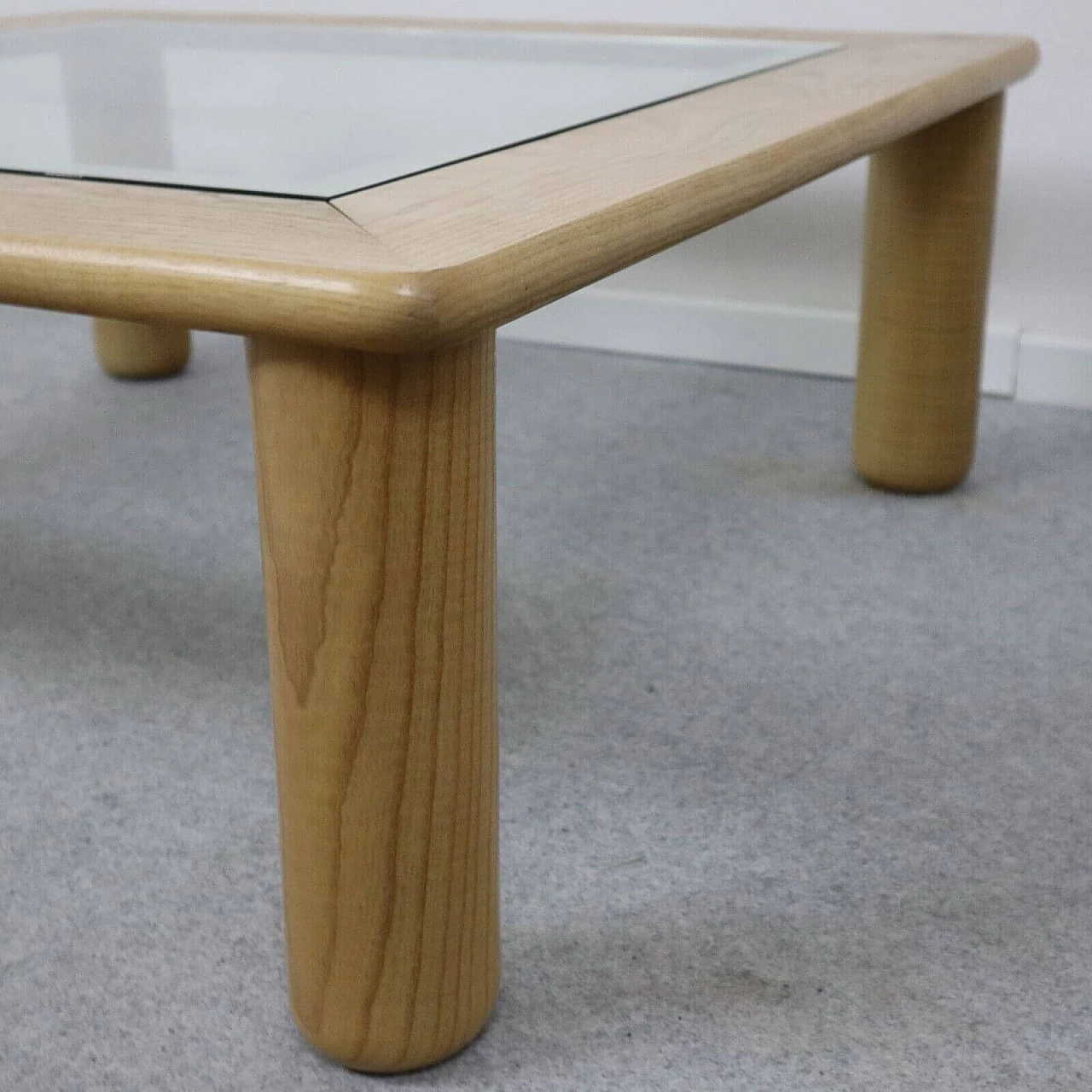 Oak and glass coffee table by Afra and Tobia Scarpa, 1980s 1