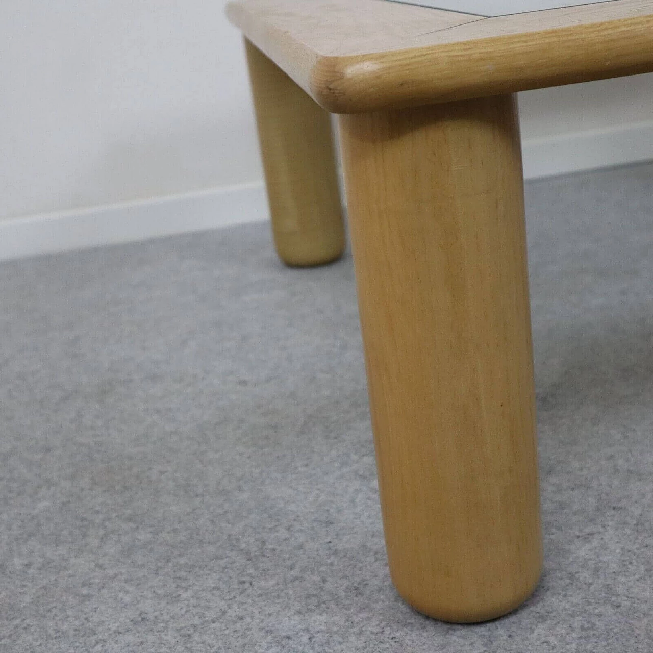 Oak and glass coffee table by Afra and Tobia Scarpa, 1980s 2